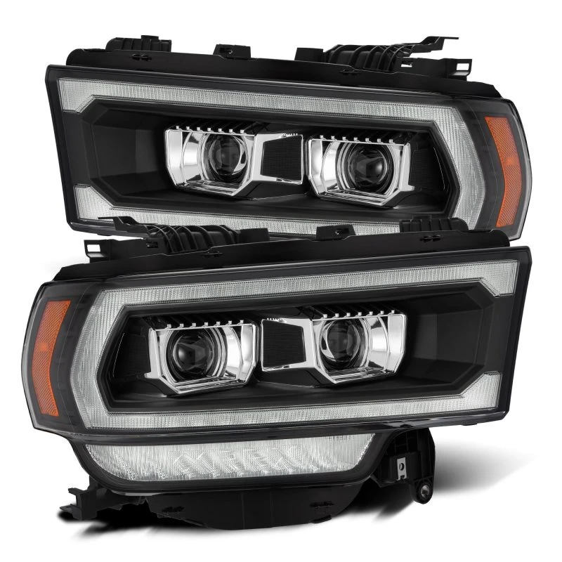 AlphaRex 19-21 Ram 2500 LUXX LED Projektor-Scheinwerfer Plank Style Schwarz mit aktivem Licht/Seq Signal/DRL