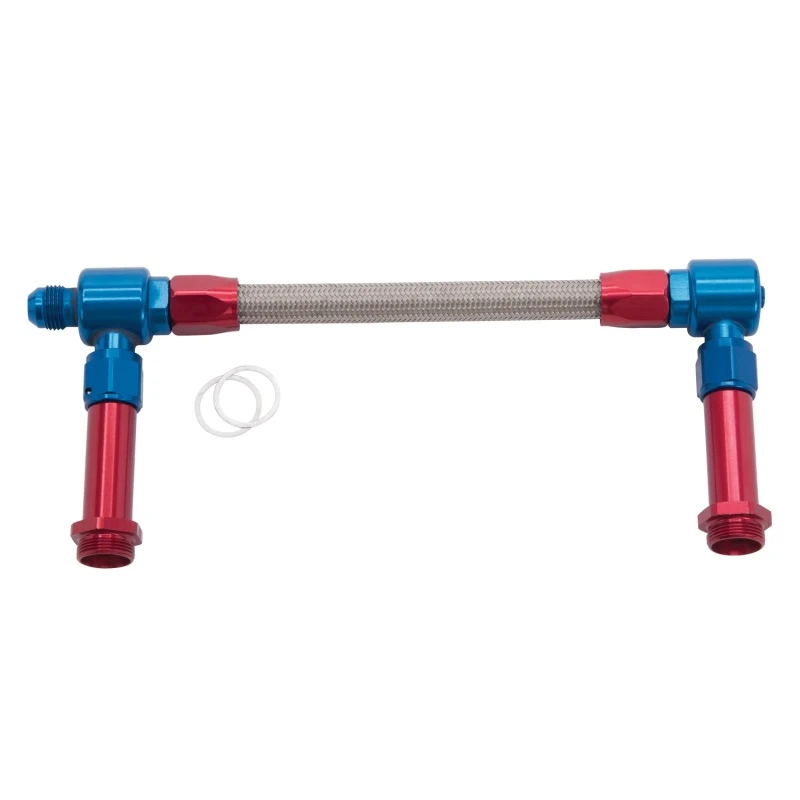Russell Performance -8 AN auf -8 AN ProFlex Holley 4150 Dual Inlet Carb Kit (Rot/Blau)