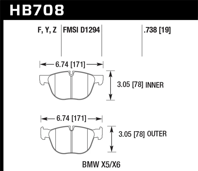 Hawk 07-08 BMW X5 3.0si/4.8i / 09-13 X5 Xdrive / 08-13 X6 Xdrive HPS Vordere Bremse-Pads