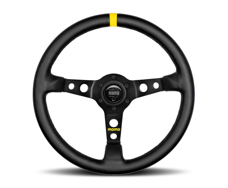 Momo MOD07 Steering Wheel 350 mm -  Black Leather/Black Spokes/1 Stripe