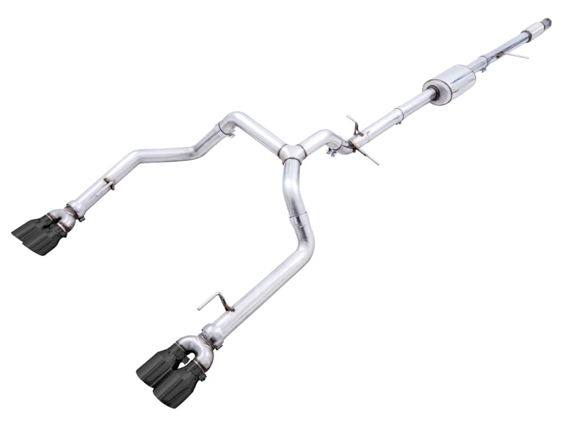 AWE Tuning 4. Generation GM 1500 5.3L 0FG Catback Split Rear Exit (mit Bumper-Ausschnitten) - Quad Diamond Tips