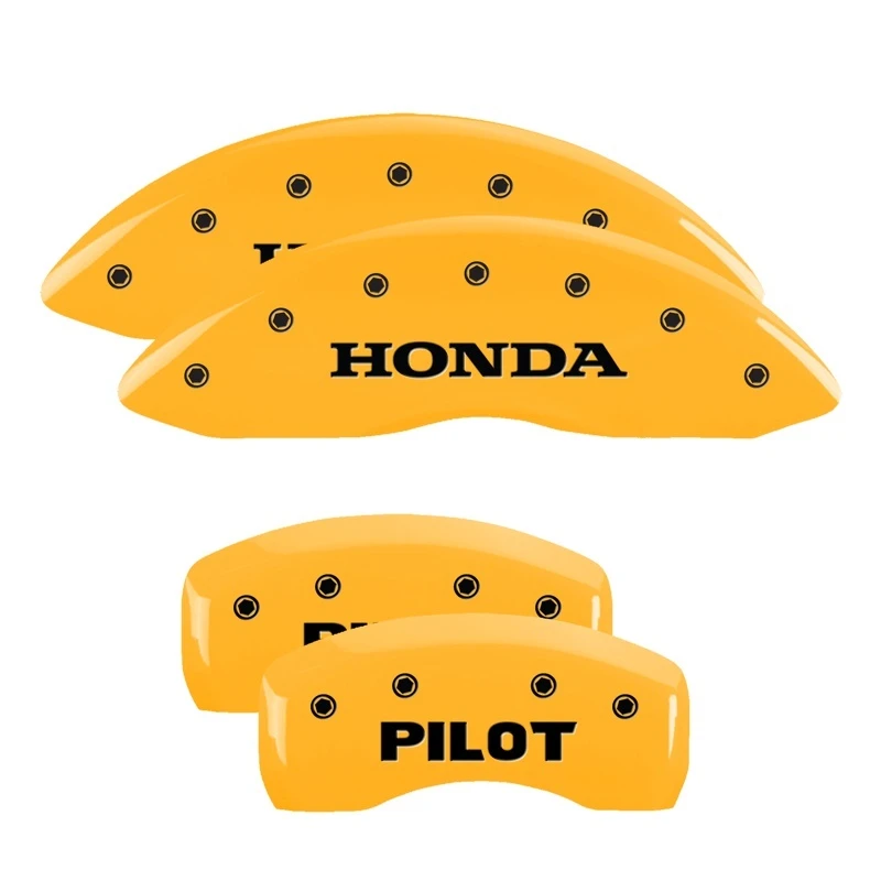 MGP 4 Bremsekolben Abdeckungen Graviert Vorne Honda Graviert Hinten Pilot/2015 Gelb Finish Schwarz Zeichen