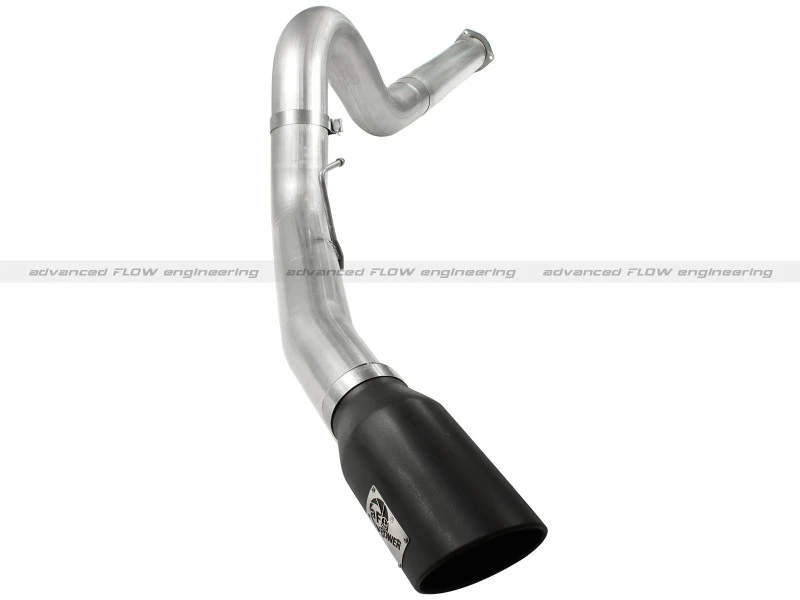 aFe Atlas 5 Zoll DPF-Back Aluminized Stahl Auspuff-System Ford Diesel Trucks 11-14 v8-6.7L td geriffelte schwarze Spitze