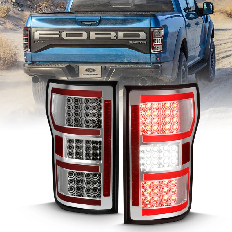 ANZO 2018-2019 Ford F-150 LED-Rückfahrscheinwerfer Chrom (Rote Lichtleiste) (mit Sequenz)