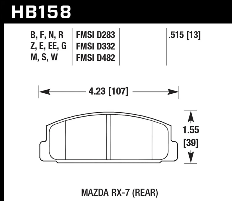Hawk 86-95 Mazda RX-7 HPS Straßenhintere Bremsbeläge