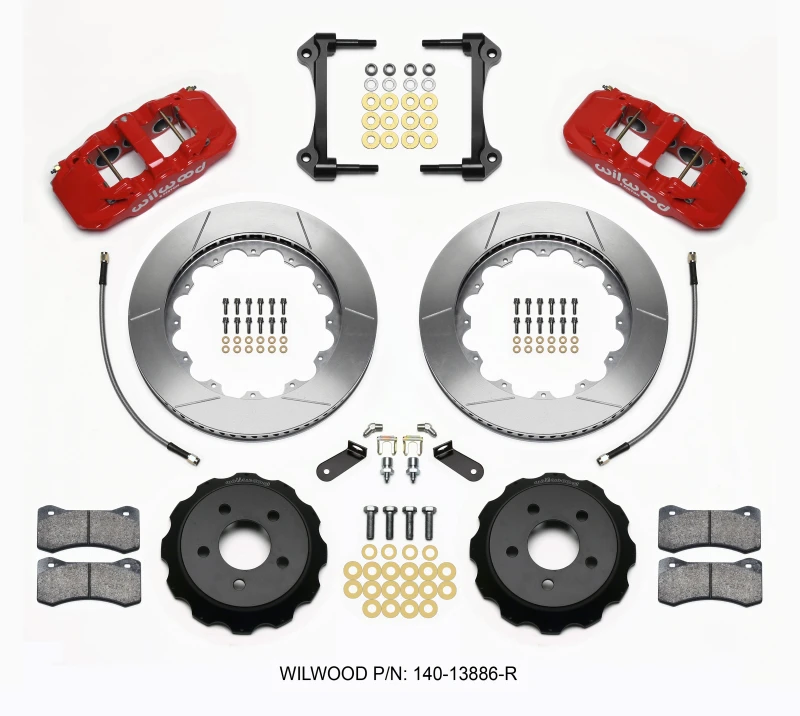 Wilwood AERO6 Vordere Hut Kit 14,00 Rot 2015- Aufwärts Mustang mit Leitungen