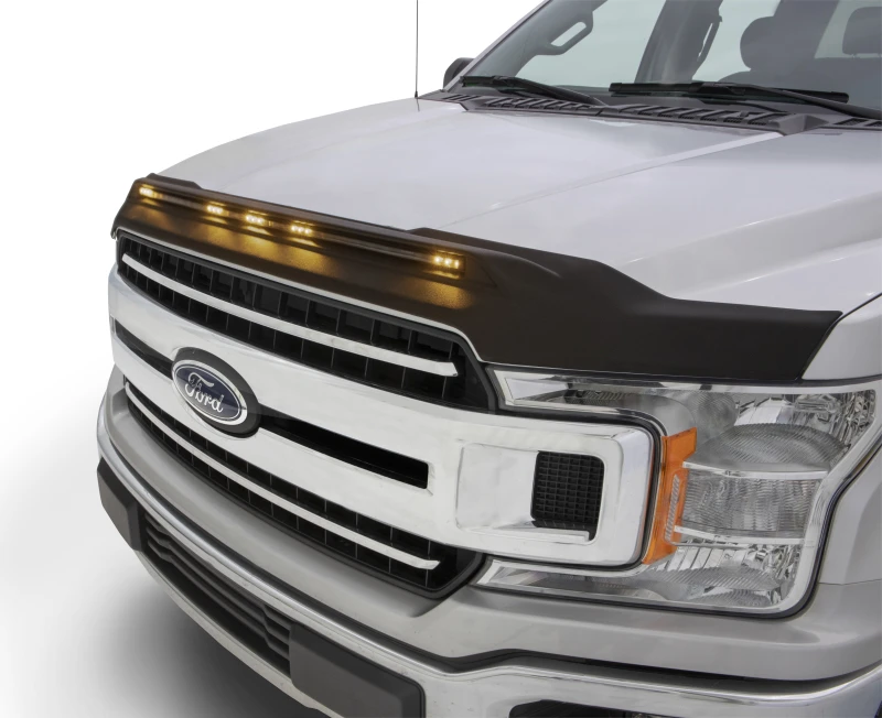 AVS 2015-2019 Ford F150 Aeroskin Low-Profil-Haube Schutzschild mit Lichtern - Schwarz