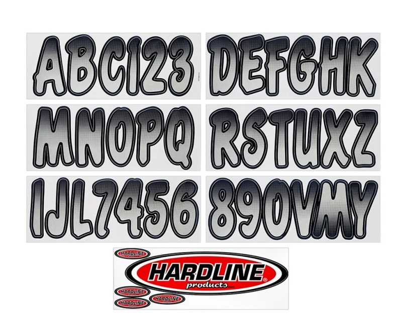 Hardline Boat Lettering Registration Kit 3 in. - Silver/Black
