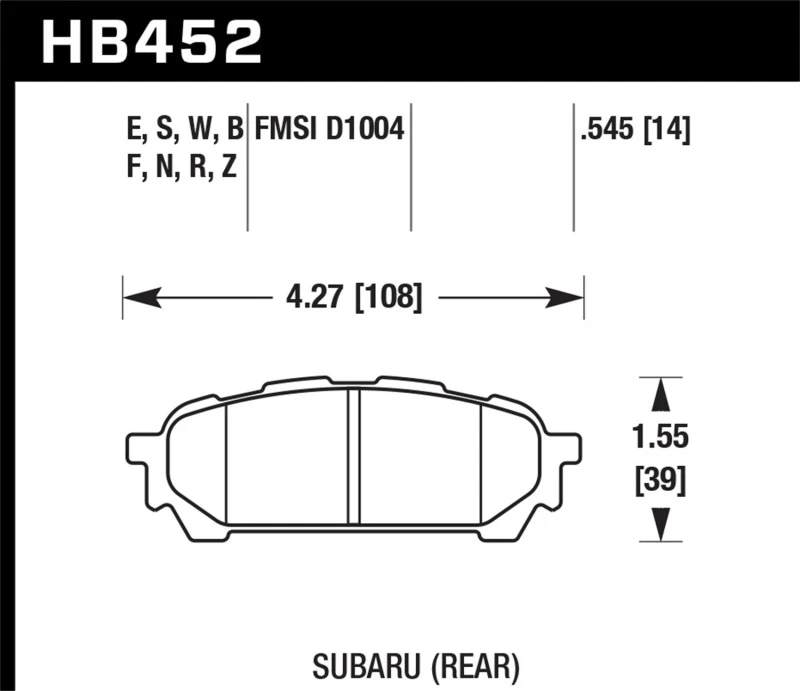 Hawk 2006-2006 Saab 9-2X 2.5i HPS 5.0 Hintere Bremse Pads