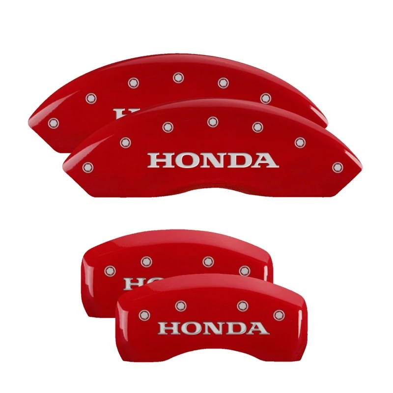 MGP 4 Bremse Caliper Abdeckungen Graviert Vorne & Hinten Honda Rot finish Silber ch