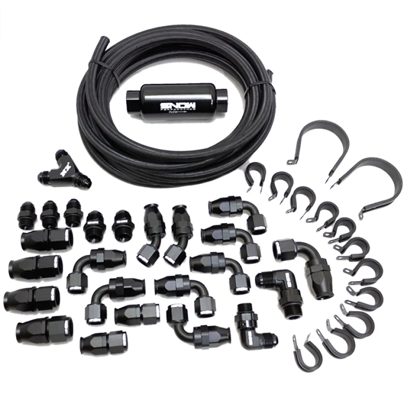 Snow Performance 8AN Geflochtene Edelstahl-Kraftstoffleitung-Kit - Schwarze Leitung