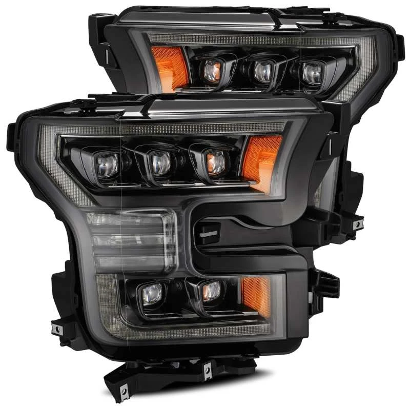 AlphaRex 17-20 Ford Raptor NOVA LED Proj Scheinwerfer Plank Style Alpha Schwarz mit Aktiv Licht/Seq Signal