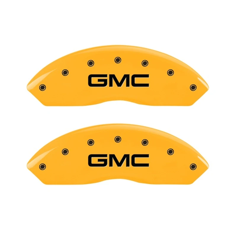 MGP 2 Bremsekolben-Abdeckungen Graviert Vorne GMC Gelb Finish Schwarze Zeichen 1997 GMC Yukon