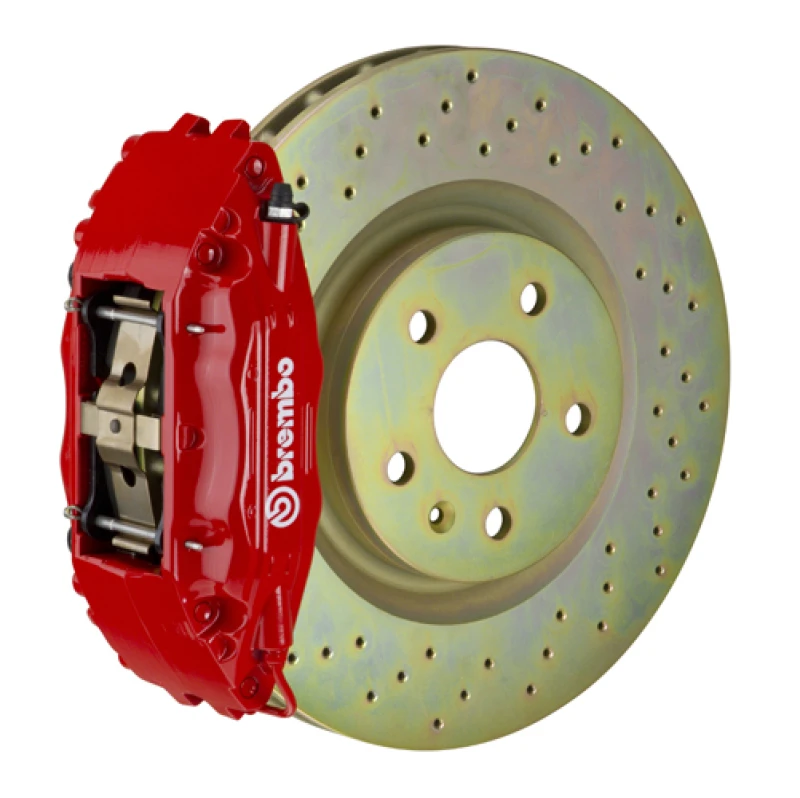 Brembo 16+ Camaro LS/LT/SS Front GT BBK 6 Piston Cast 355x32 1pc Rotor Drilled-Red