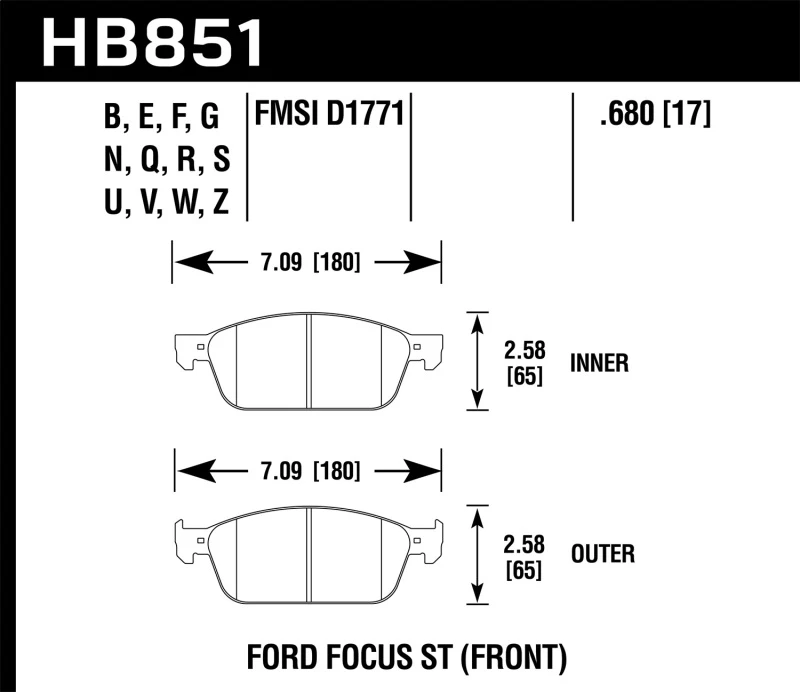 Hawk 15-16 Ford Focus ST HPS Straßen-Bremsbeläge