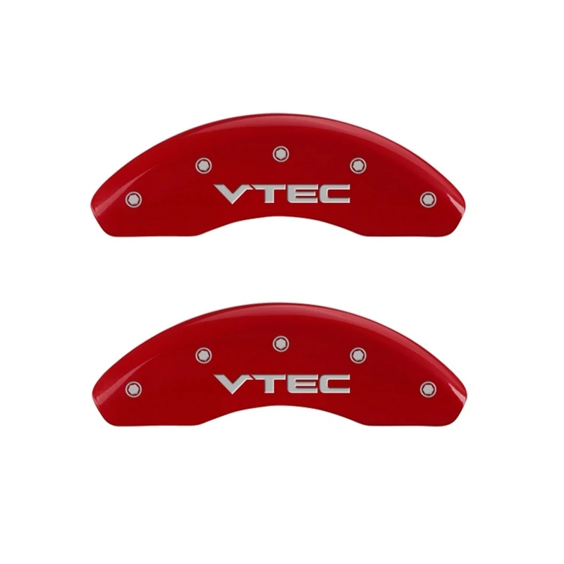 MGP Vorderseite 2 Bremse Caliper Abdeckungen Graviert Vtec Rot Finish Silber
