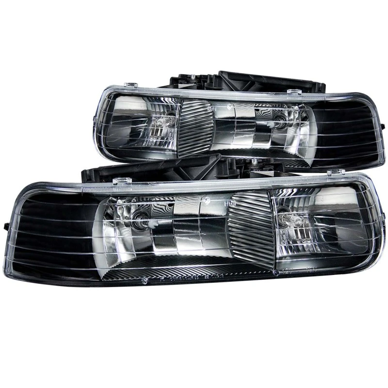 ANZO 1999-2002 Chevrolet Silverado 1500 Kristall-Scheinwerfer Schwarz