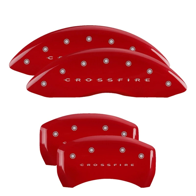MGP 4 Bremssattel-Abdeckungen Graviert Vorne & Hinten Crossfire Rot finish silber ch