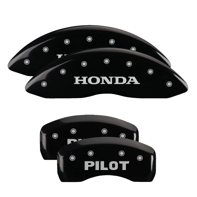 MGP 4 Bremssattel-Abdeckungen Graviert Vorne Honda Graviert Hinten Pilot/2015 Schwarz finish silber ch
