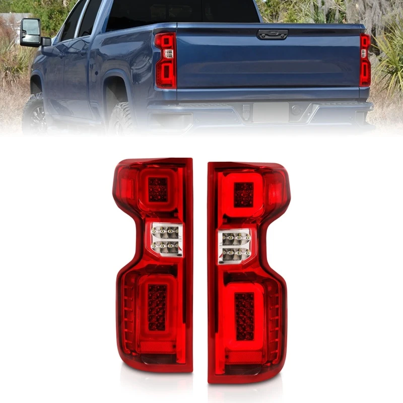 Anzo 19-21 Chevy Silverado Voll-LED-Rückfahrscheinwerfer Chrom-Gehäuse Rot/Klares Glas G2 (mit C-Lichtbalken)