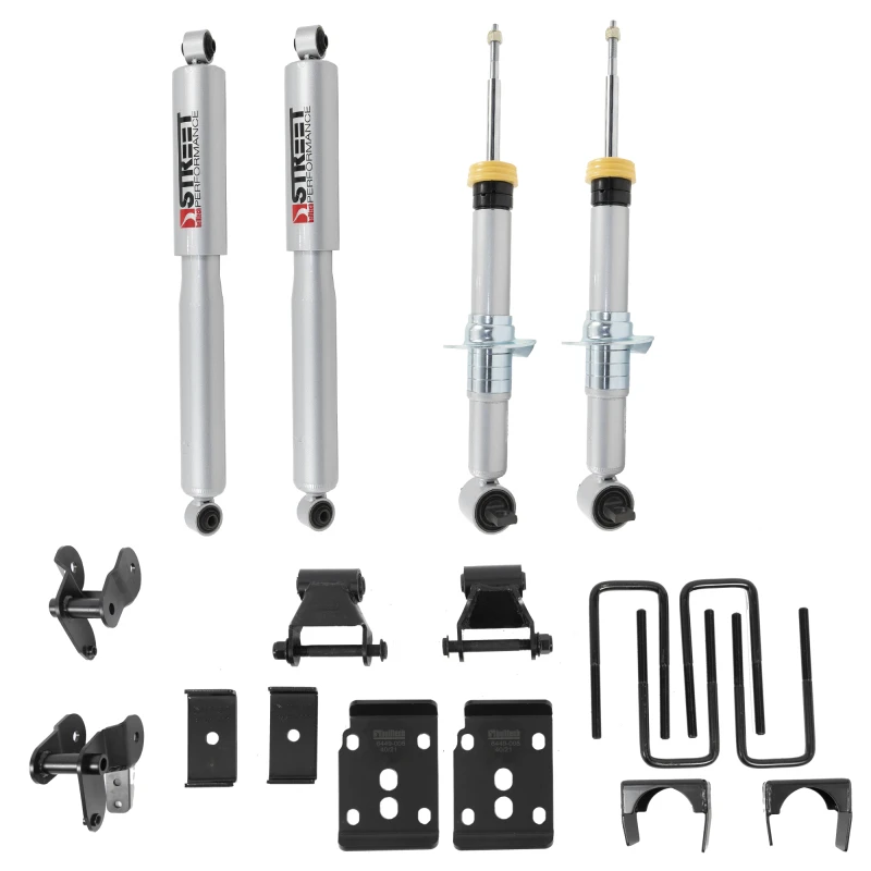 Belltech 2021+ Ford F-150 2WD 1-3,5 Zoll Vorne 4,5 Zoll Hinten Komplett-Lowering-Kit mit SP-Stoßdämpfern
