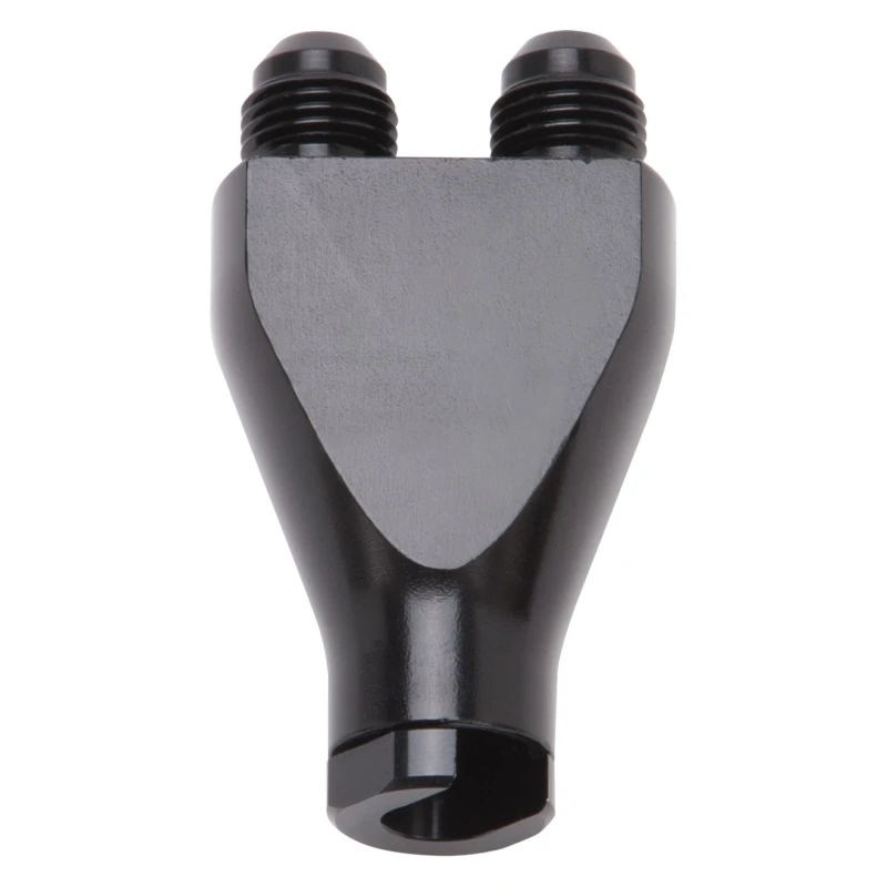Russell Performance Billet Y-Block-Adapter 3/8 Zoll SAE Schnellverbindung (2) -6AN männliche Flare Schwarz