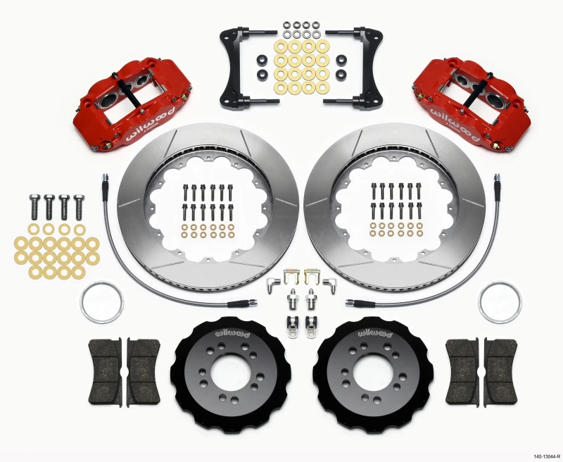 Wilwood Narrow Superlite 6R Vorderer Hut Kit 14,00 Zoll Rot 2008- Hyundai Genesis Coupe mit Leitungen