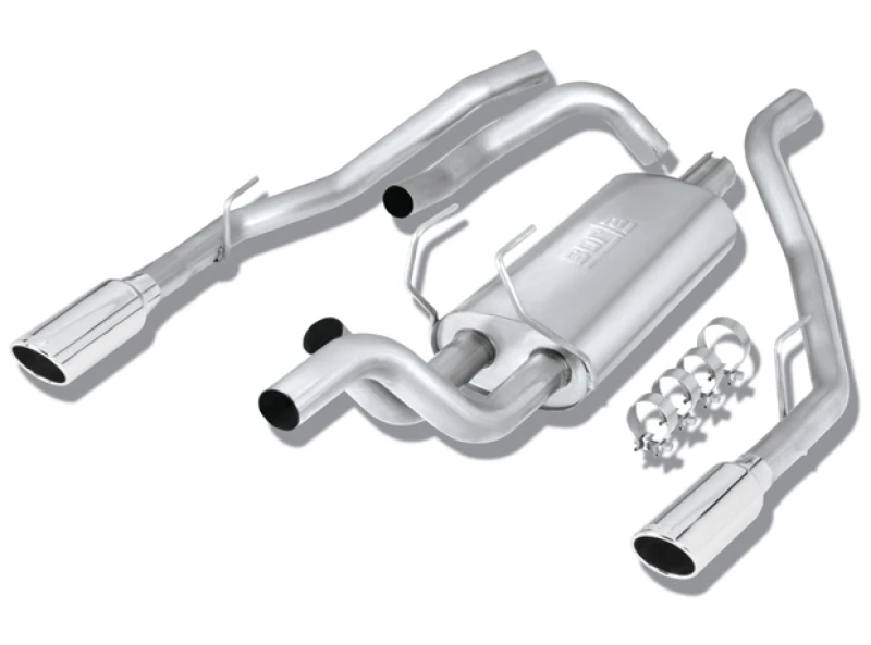 Borla 09-13 Dodge RAM 1500 5,7L CC/SB mit werkseitigem Einzelauspuff C/B 3x2,5 Zoll Single Round Rolled Split Rear