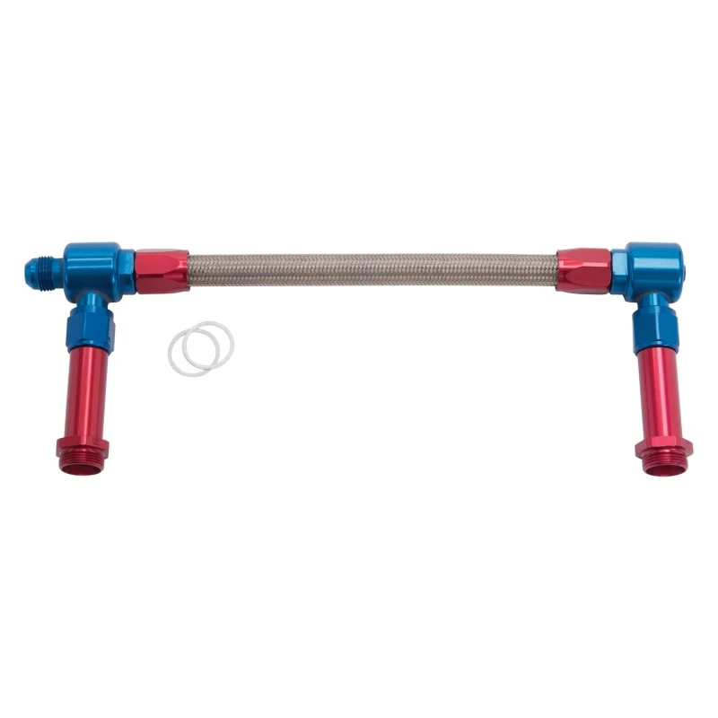 Russell Performance -8 AN zu -8 AN ProFlex Holley 4500 Dual Inlet Carb Kit (Rot/Blau)