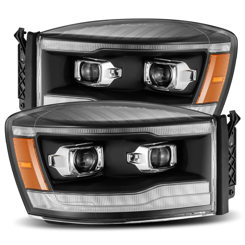 AlphaRex 06-08 Dodge Ram 1500HD PRO-Serie Projektor-Scheinwerfer Plank Style Schwarz mit Seq Signal/DRL