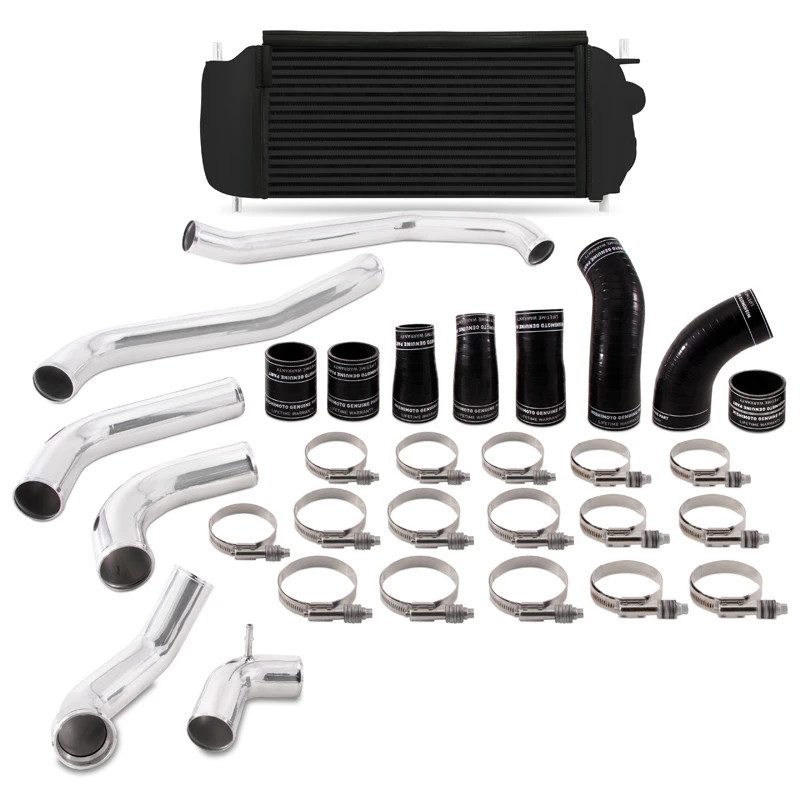 Mishimoto 2017+ Ford F150 3.5L EcoBoost Leistungs-Intercooler-Kit - Schwarzer Kühler, polierte Rohre