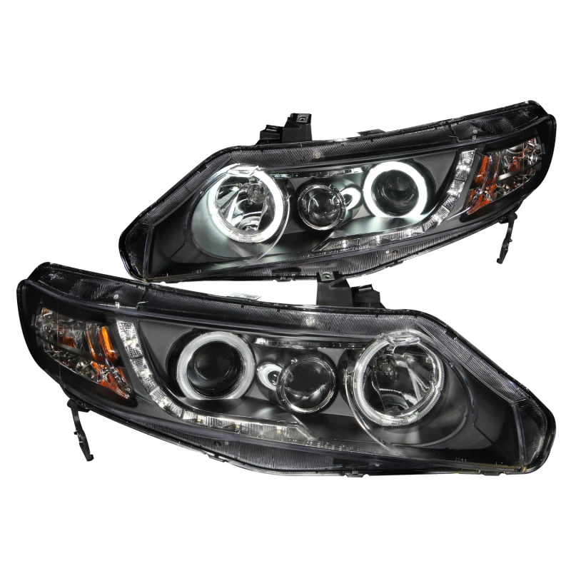 ANZO 2006-2011 Honda Civic Projektor-Scheinwerfer mit Halo Schwarz (CCFL)