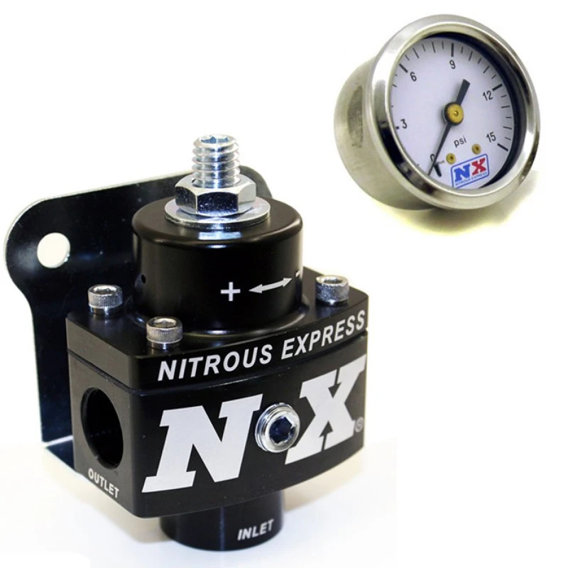 Nitrous Express Kraftstoffdruckregler ohne Bypass mit Kraftstoffdruckanzeige