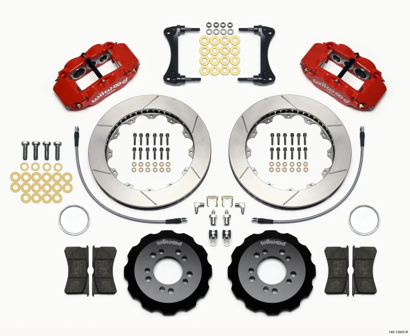 Wilwood Narrow Superlite 6R Vorderer Hut-Kit 13,06 Zoll Rot 2008- Hyundai Genesis Coupe mit Leitungen