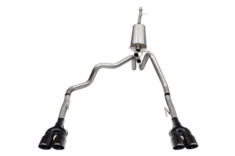 Corsa 19-24 Chevy Silverado 1500 CatBack-Doppelrohrausgang mit Twin-4-Zoll-Schwarzpulver-ProSeries-Spitzen