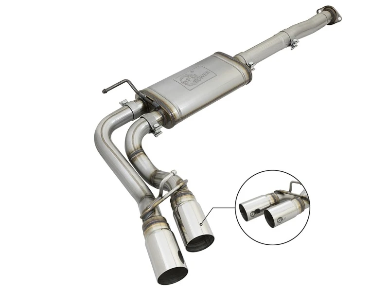 aFe Power Rebel Series 3in SS Kat-Abgasanlage mit polierten Endstücken 2005-2015 Toyota Tacoma V6-4.0L