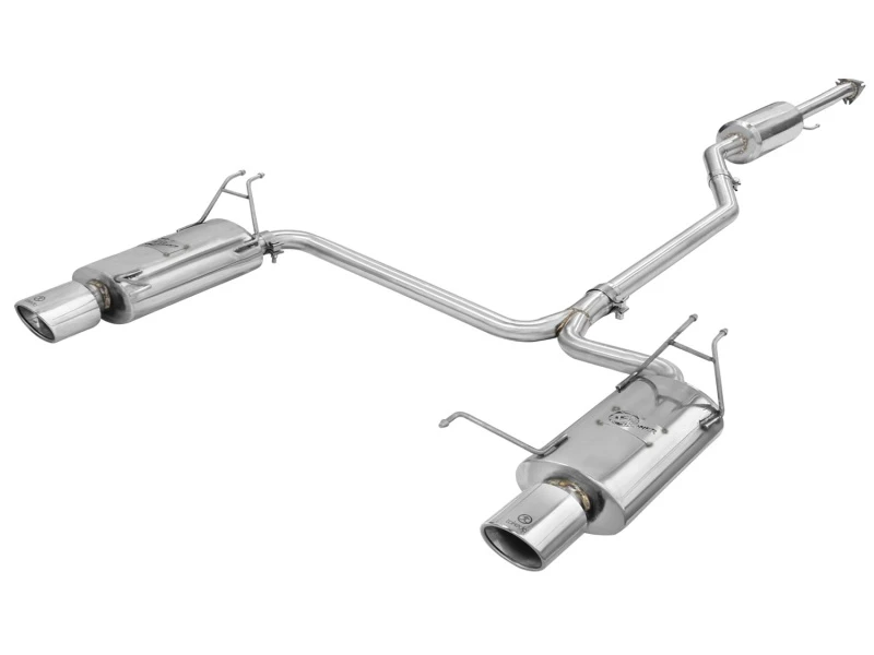 aFe Takeda Auspuff 2,25 Zoll auf 2 Zoll Durchmesser 304 Edelstahl Cat-Back mit polierten Endrohren 08-12 Honda Accord Coupe V6 3,5L