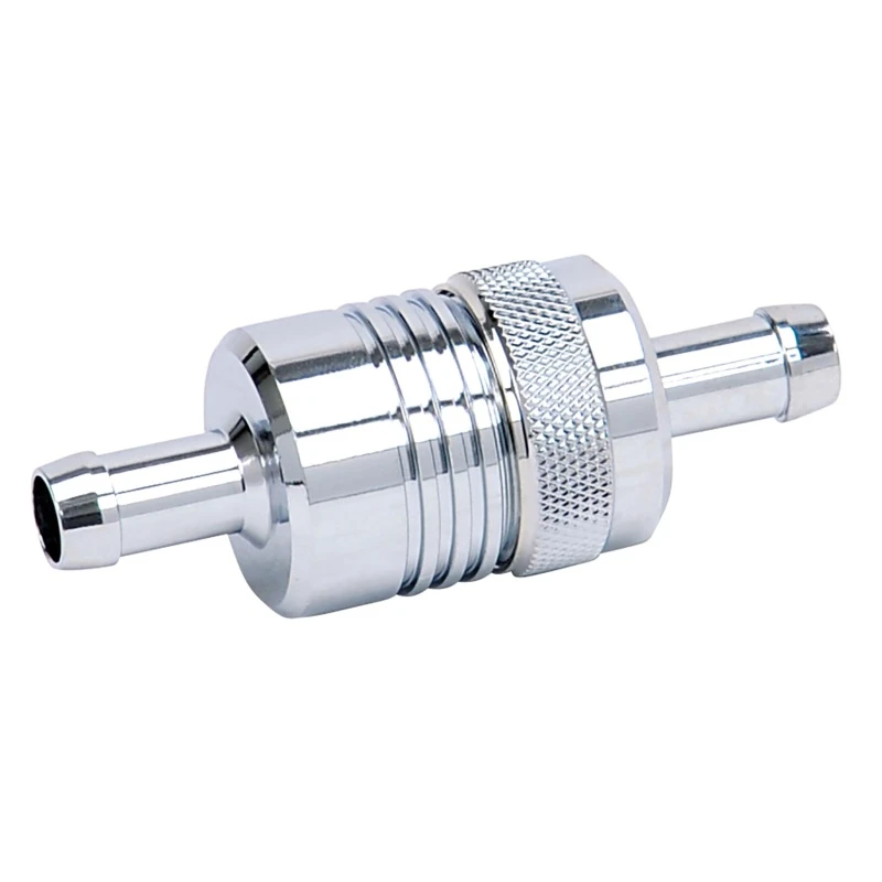 Russell Performance Chrom Straßenkraftstofffilter (Länge 3 Zoll, Durchmesser 1-1/8 Zoll, Einlass/Auslass 3/8 Zoll)
