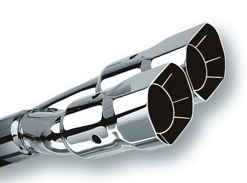 Borla Universal Polierte Spitze Dual Quadrat Winkel-Schnitt Intercooled (Einlass 2 1/2in. Auslass 2 7/8 x 3 3/8i