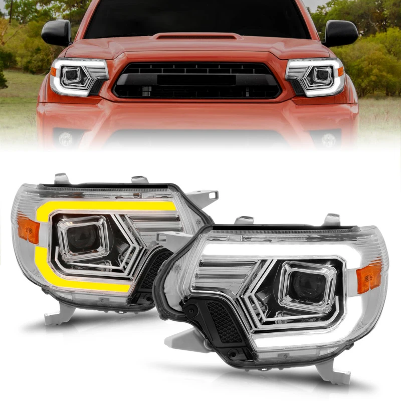 ANZO 12-15 Toyota Tacoma Projektorscheinwerfer - mit Lichtleiste Switchback Chromgehäuse