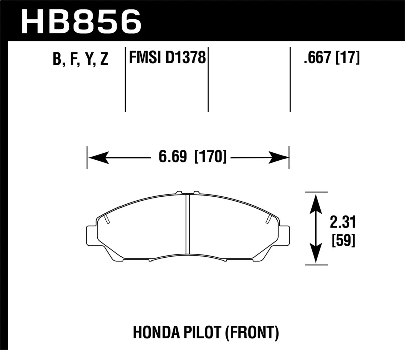 Hawk 09-15 Honda Pilot Performance Keramik-Straßen-Bremsbeläge vorne