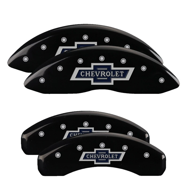 MGP 4 Bremse Caliper Abdeckungen Graviert V & H 100. Jahrestag Black Finish Silber Char 2019 Chevy Silverado 1500