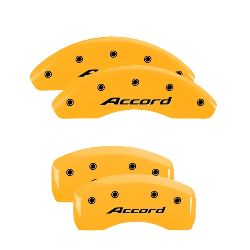 MGP 4 Bremse Caliper Abdeckungen Graviert Vorne Accord Hinten Accord Gelb Finish Schwarz Char 2018 Honda Accord