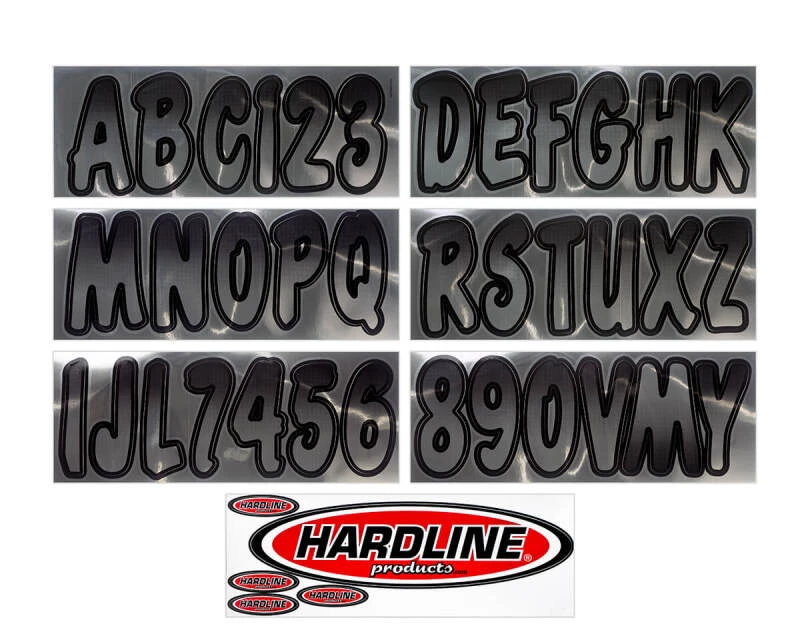 Hardline Boat Lettering Registration Kit 3 in. - Chrome/Black