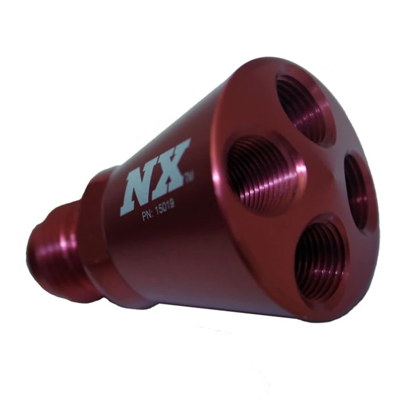 Nitrous Express 4-Port-Duschkopf-Verteilungsblock mit 6AN-Eingang - Rot