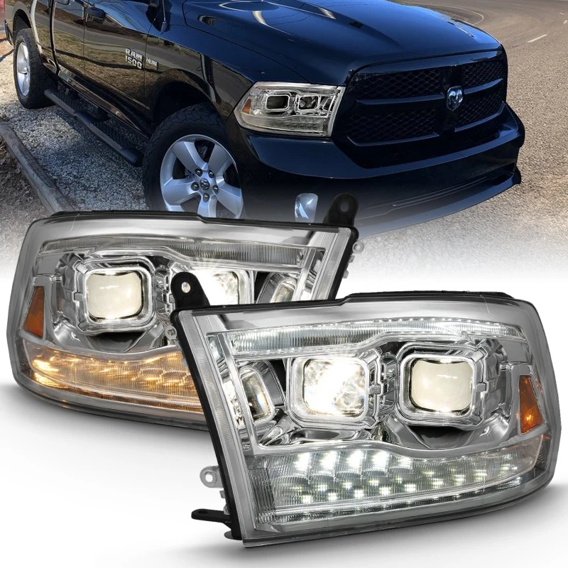 ANZO 2009-2018 Dodge Ram 1500 Projektor-Scheinwerfer Switchback Schwarz Amber