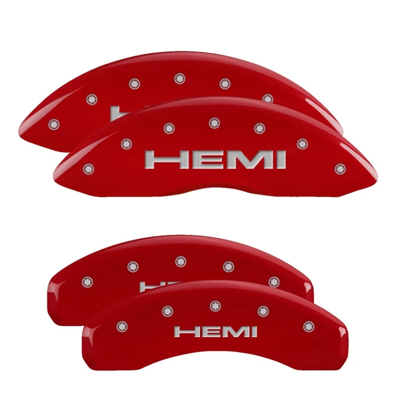 MGP 4 Bremse Caliper Abdeckungen Gravur Vorne & Hinten Hemi Rot Finish Silber