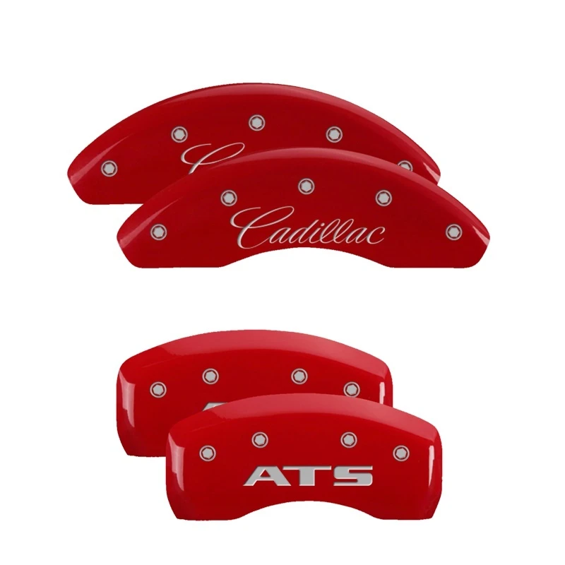 MGP 4 Bremse Caliper Abdeckungen Gravur Vorne Cadillac Gravur Hinten ATS Rot Finish Silber