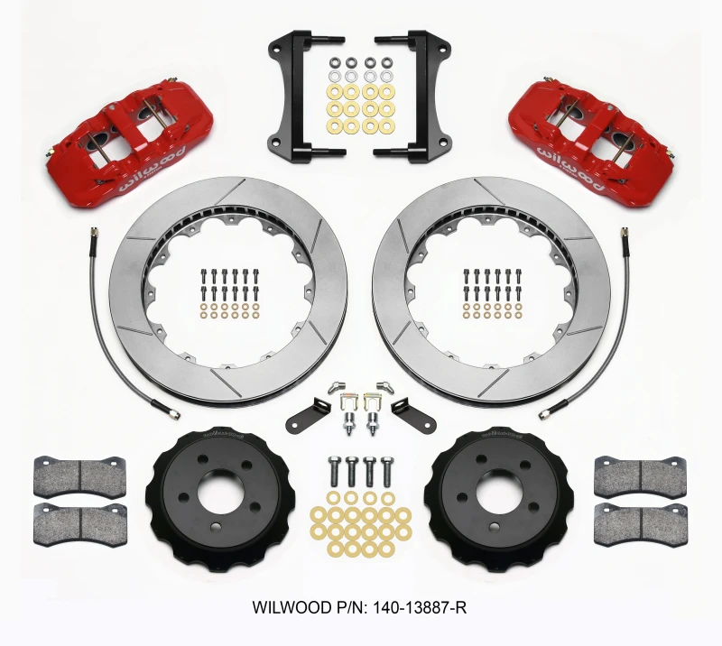 Wilwood AERO6 Vordere Hut-Kit 15,00 Rot 2015-Up Mustang mit Leitungen
