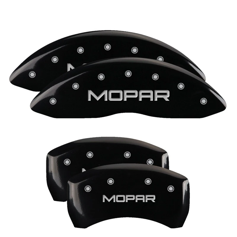 MGP 4 Bremssattel-Abdeckungen Graviert Vorne & Hinten MOPAR Schwarz finish silber ch